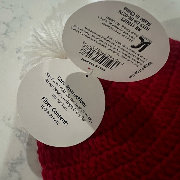 Handmade Red and White Crochet Baby Hat - Picture 3 of 5